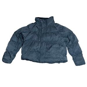 Air Jordan Flight Puffer Jacket Womens Medium Black Nylon Oversized Fit Full Zip